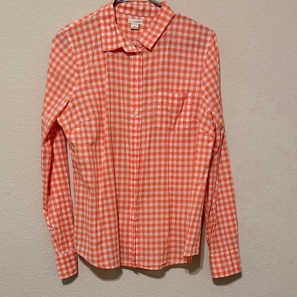 J. Crew Tops - J. Crew Orange Plaid Shirt